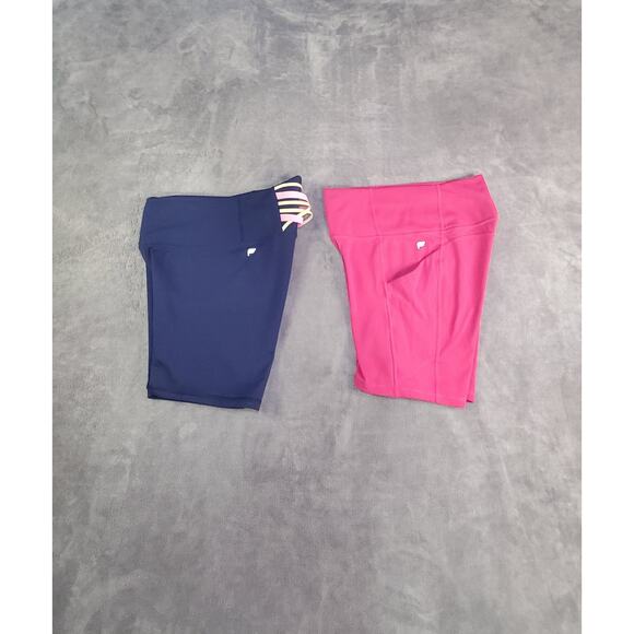 Fabletics Lot Of 2 Bike Short Size S Blue Pink High Waisted Activewear Gym C12 - Picture 5 of 8